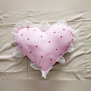 Handmade Valentine's Heart Shape Pillow with Lace Detail